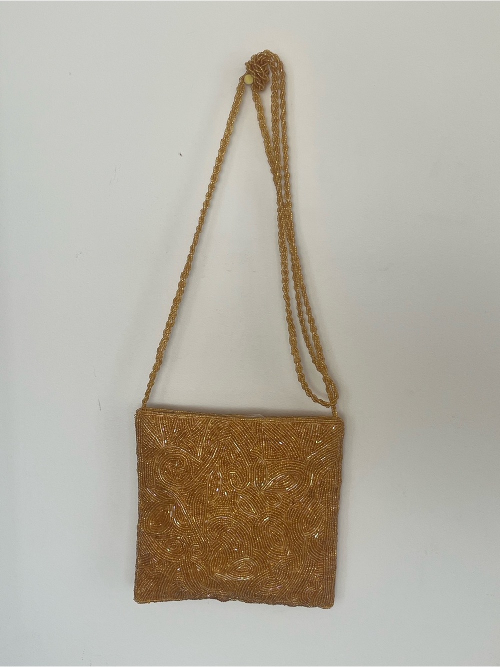 Gold Beaded Swee Lo Bag Crossbody Shoulder Purse Braided Strap